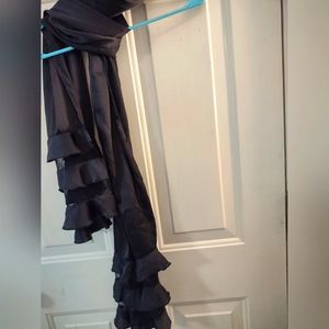 FANCY BLACK FASHION SCARF LAYERED WITH SHEER PANELS